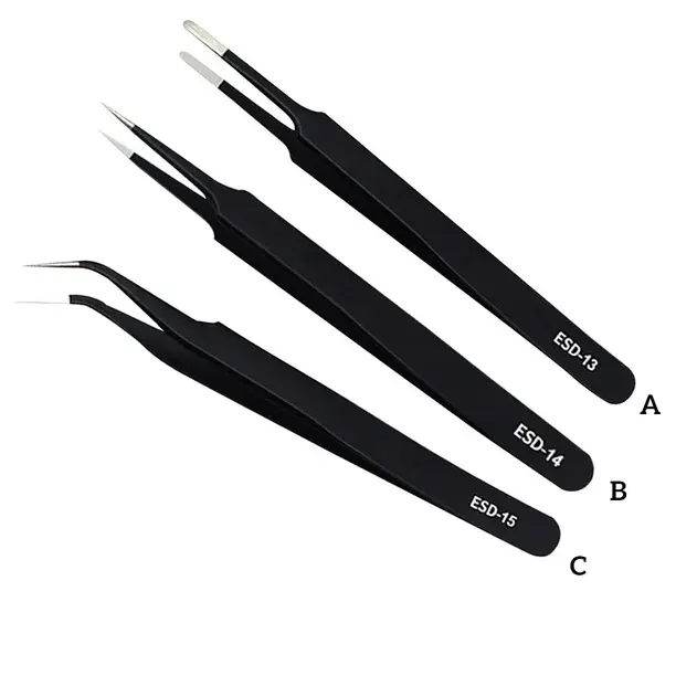 Heavy Duty Stainless Steel Precision Tweezers 3ps